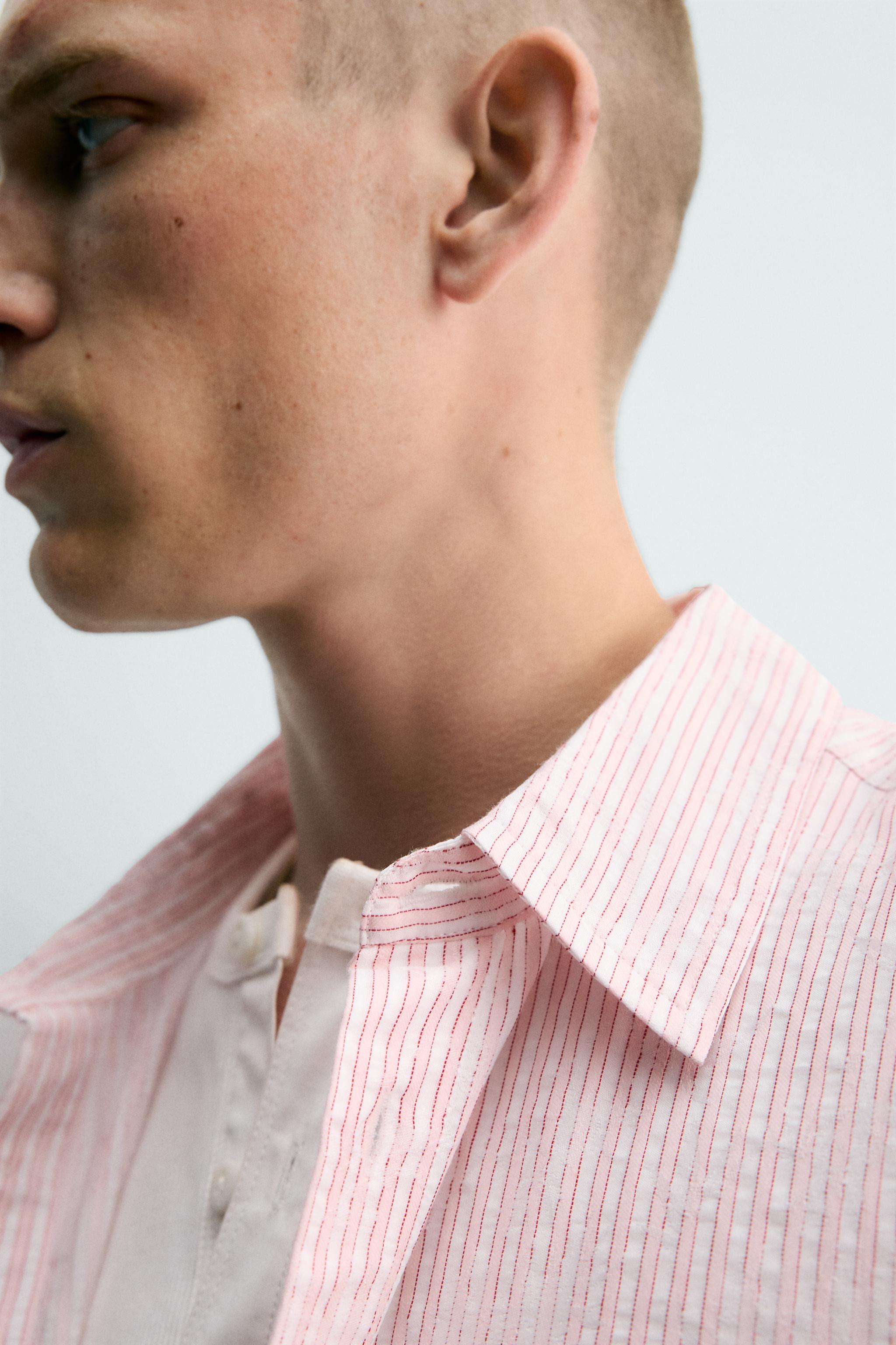 CHEMISE JACQUARD EN RELIEF À RAYURES